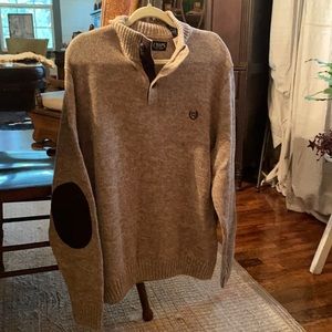 Chaps Men’s XL sweater. New with tags, brown elbow patches. Excellent condition